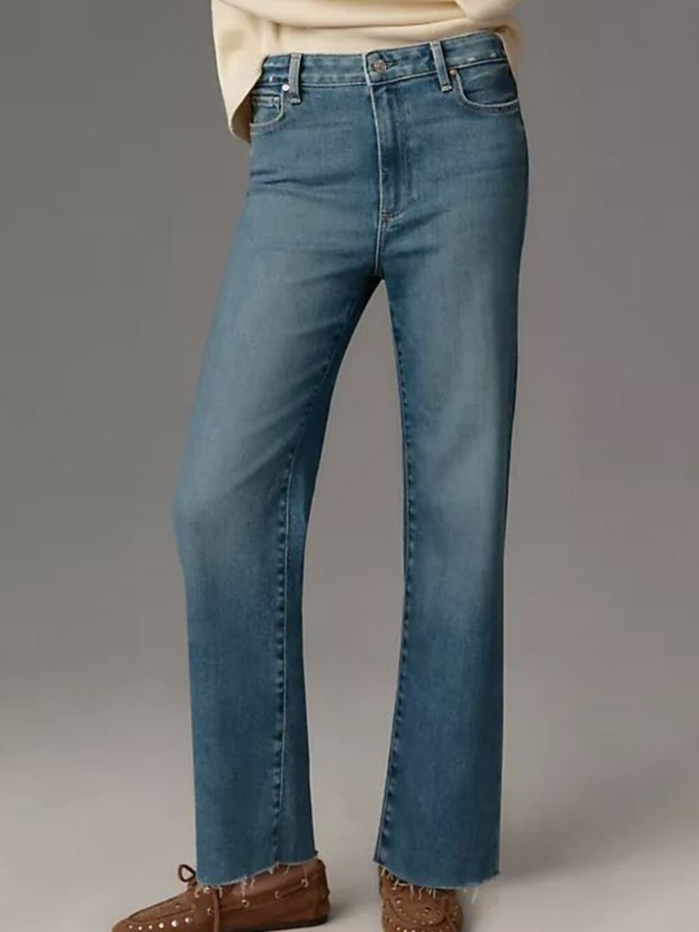 PAIGE | Anessa High Rise Straight Leg Jeans Raw Hem | Size 27